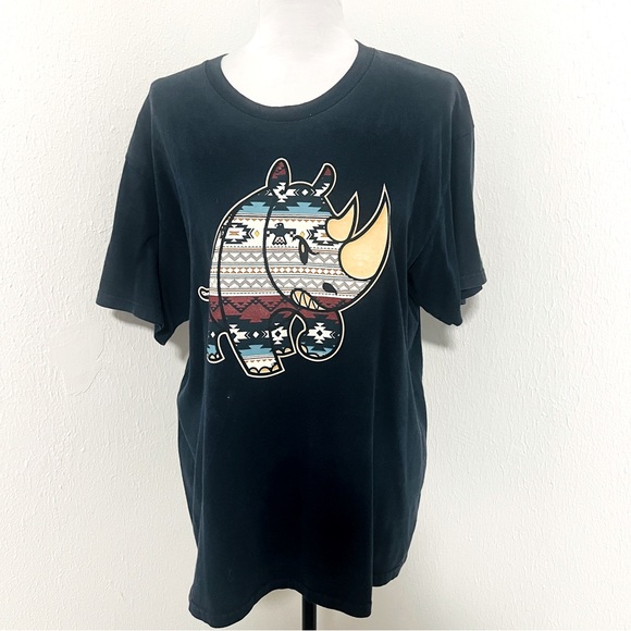 Ecko Unltd Y2K Aztec Print Rhino Large 100% Cotton Short Sleeve Graphic Shirt - Picture 1 of 5